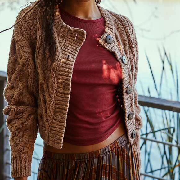 new Free People Bonfire Cardigan 100% Cotton 5S3 - Picture 3 of 6